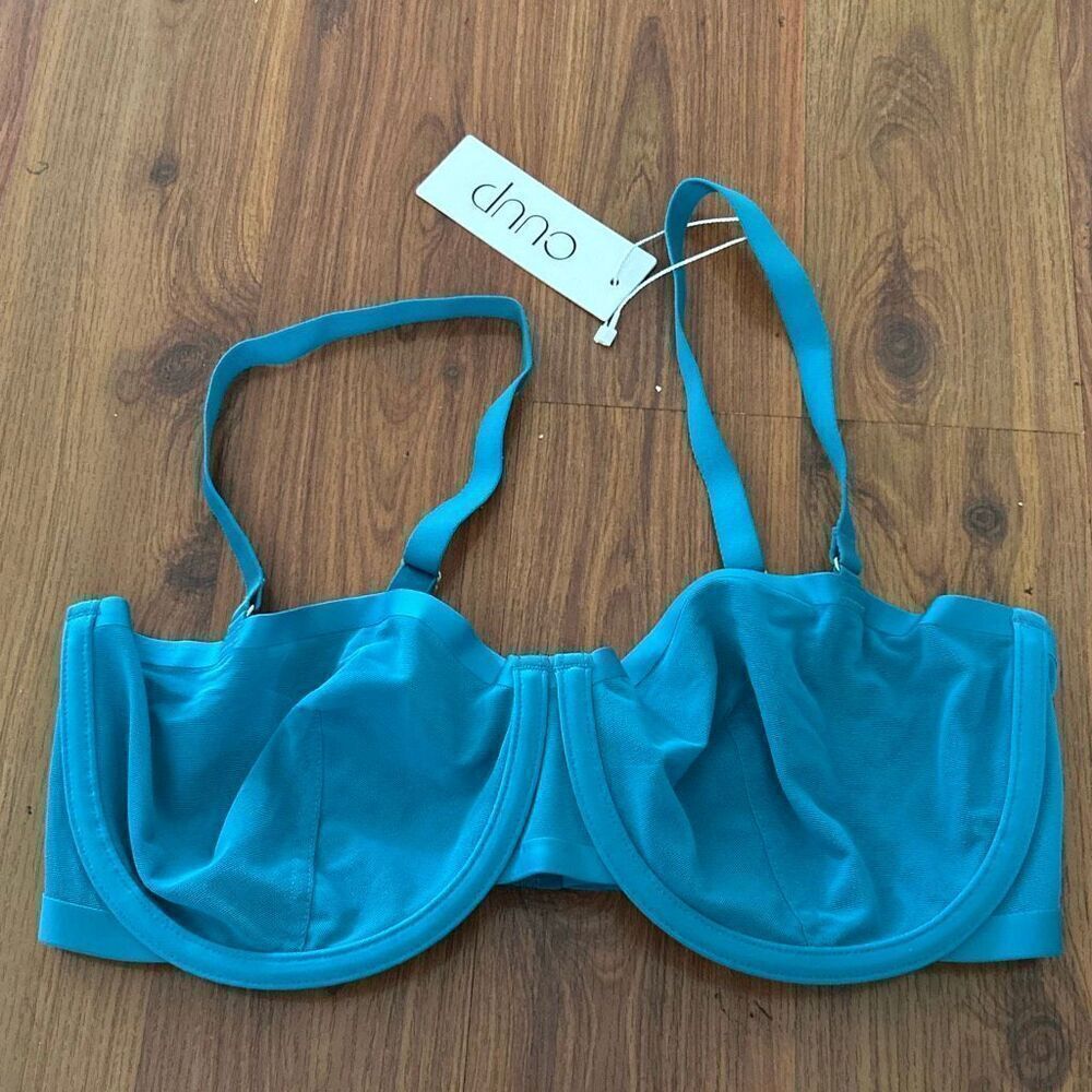 NWT CUUP Nordstrom The Balconette mesh underwire bra turquoise size 32E